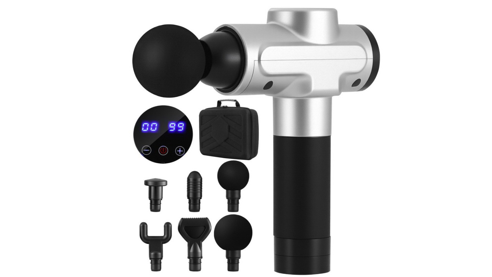 Everfit Chargeable 30-Speed 6 Heads Vibration Muscle Massage Gun - Silver