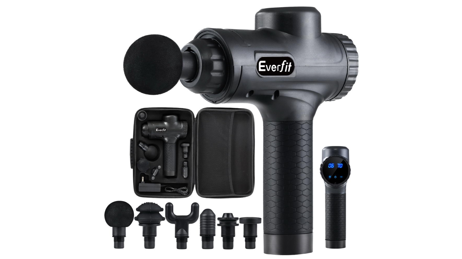 Everfit 6 Heads Vibration Massage Gun - Black