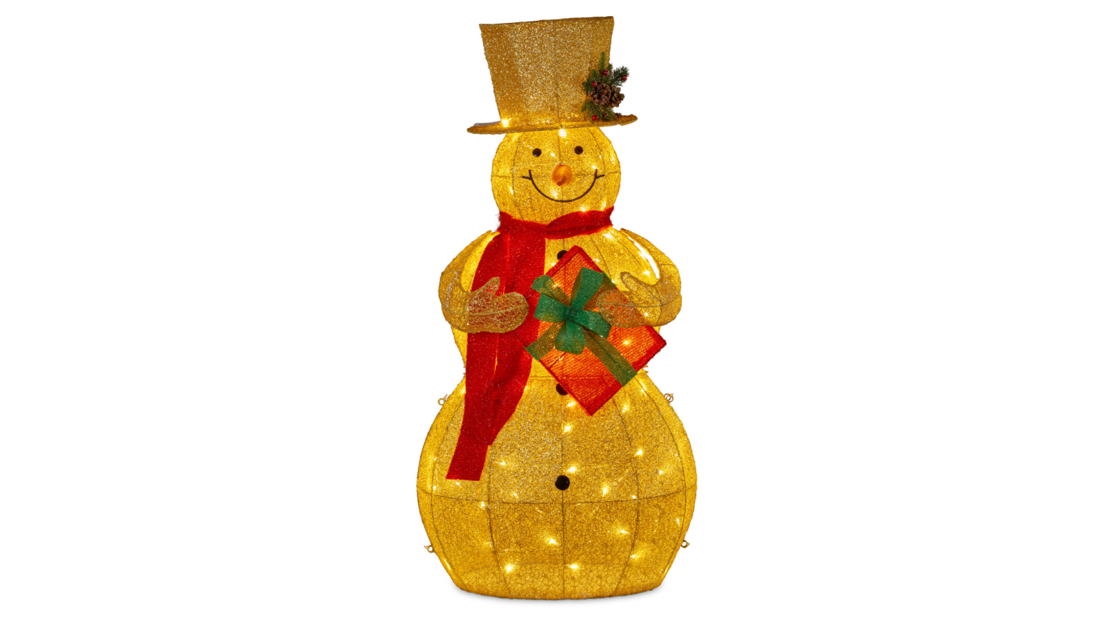 Christabelle 120cm Outdoor Christmas Snowman with Lights - Gold