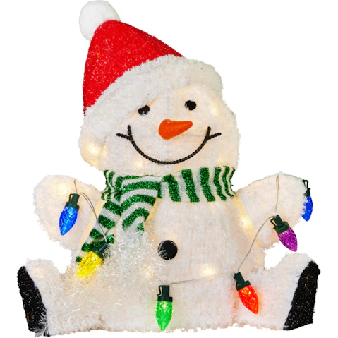 Klika Sitting Snowman Christmas Display with Light - 40cm