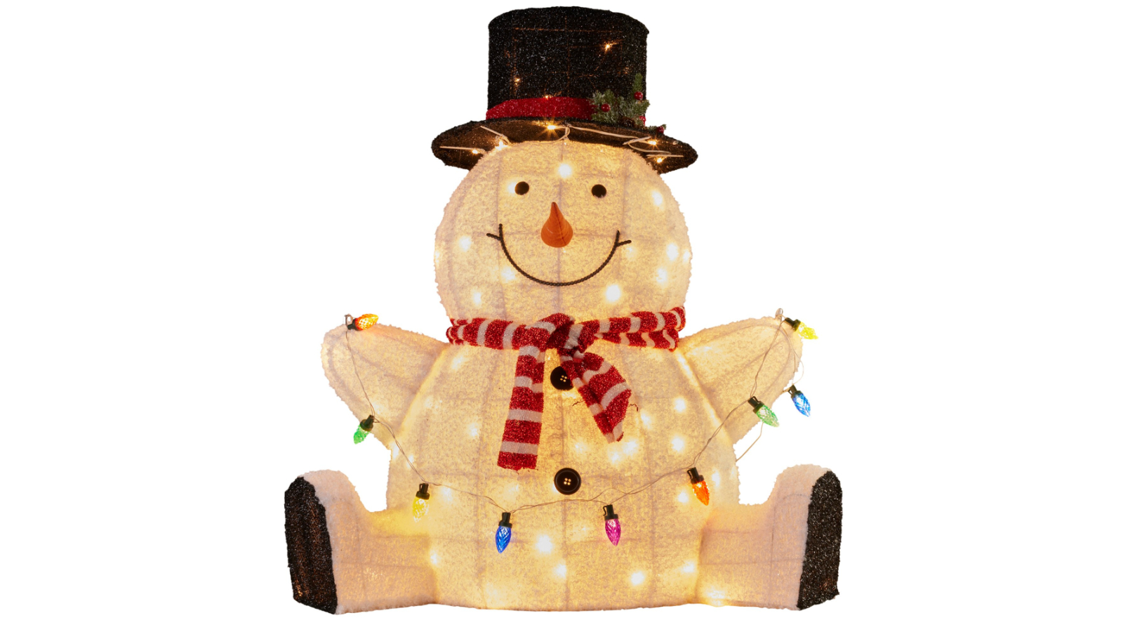 Klika Sitting Snowman Christmas Display with Light - 82cm