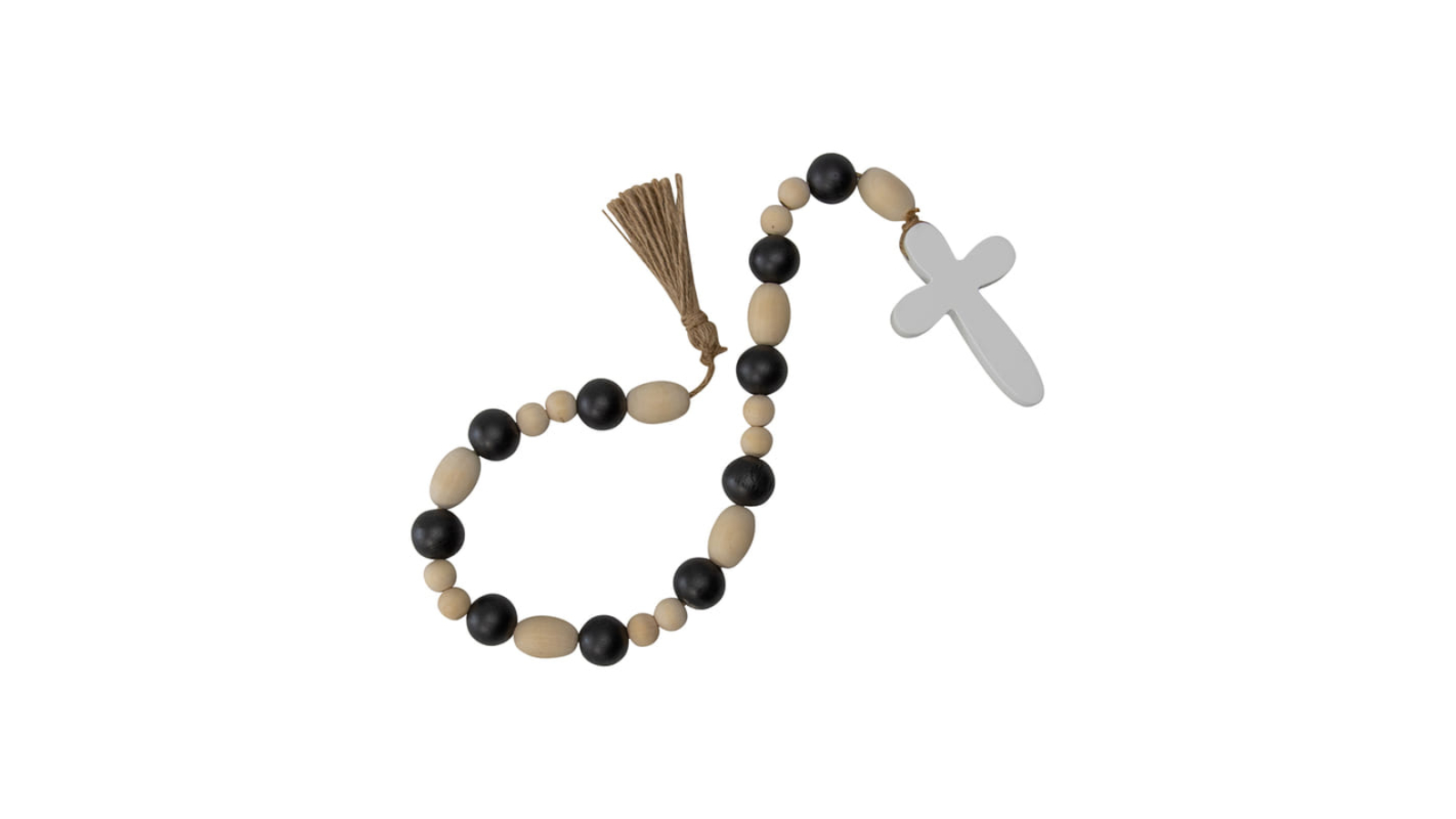 High St Whitewash Cross with Natural Beaded Garland