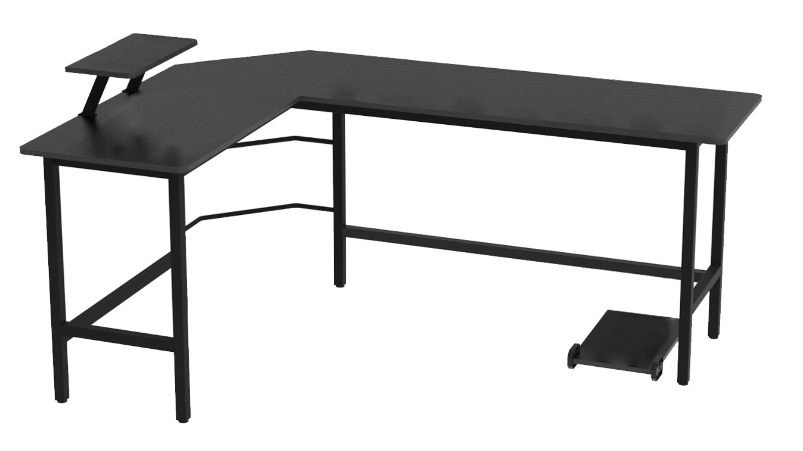 Advwin Black L-Shape Corner Office Desk