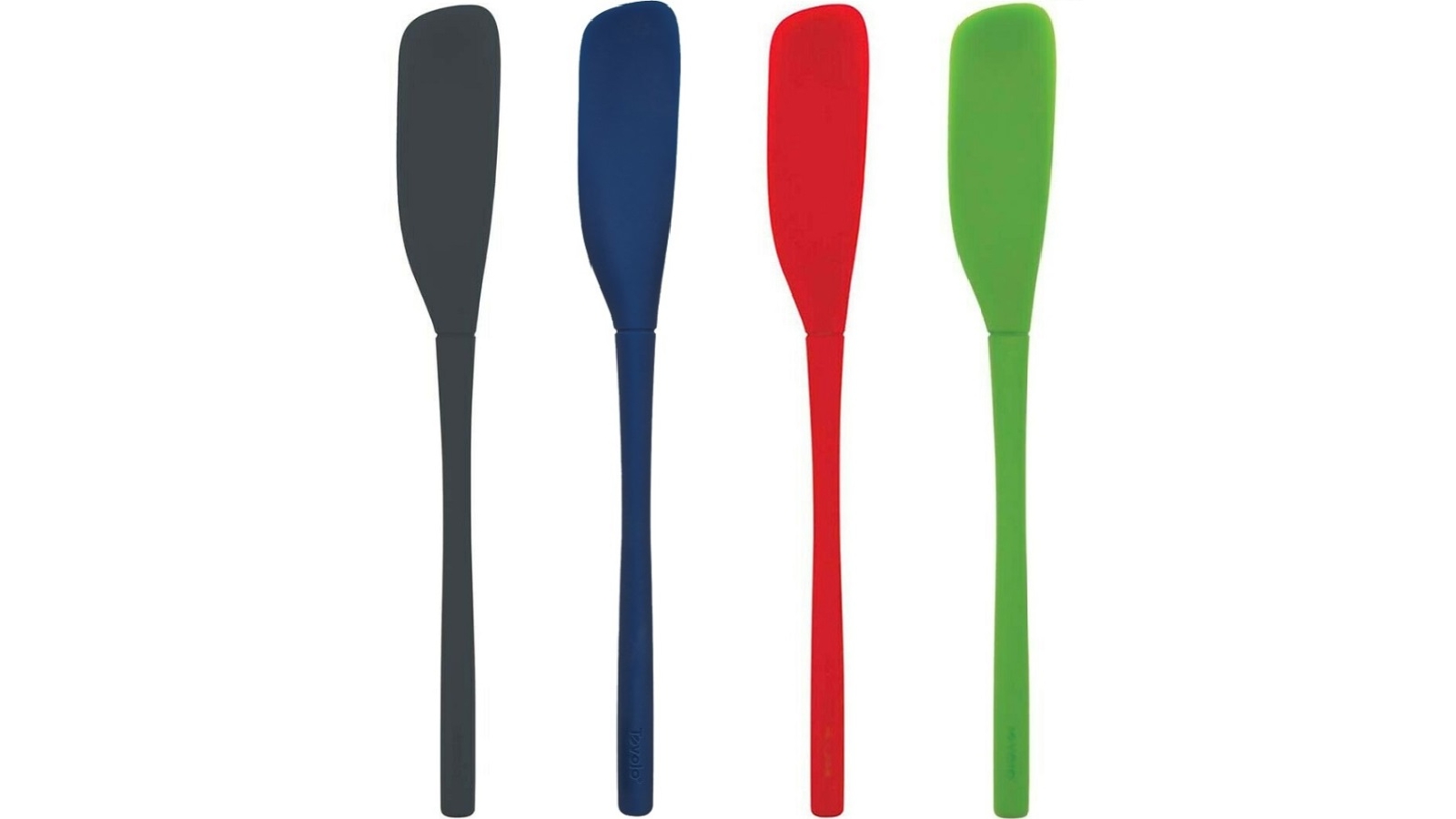 4 Silicone Slim Spatula Jar Scraper 2in1 Spoon 10 inch Heat Resist Cake Mixing Tool, Red