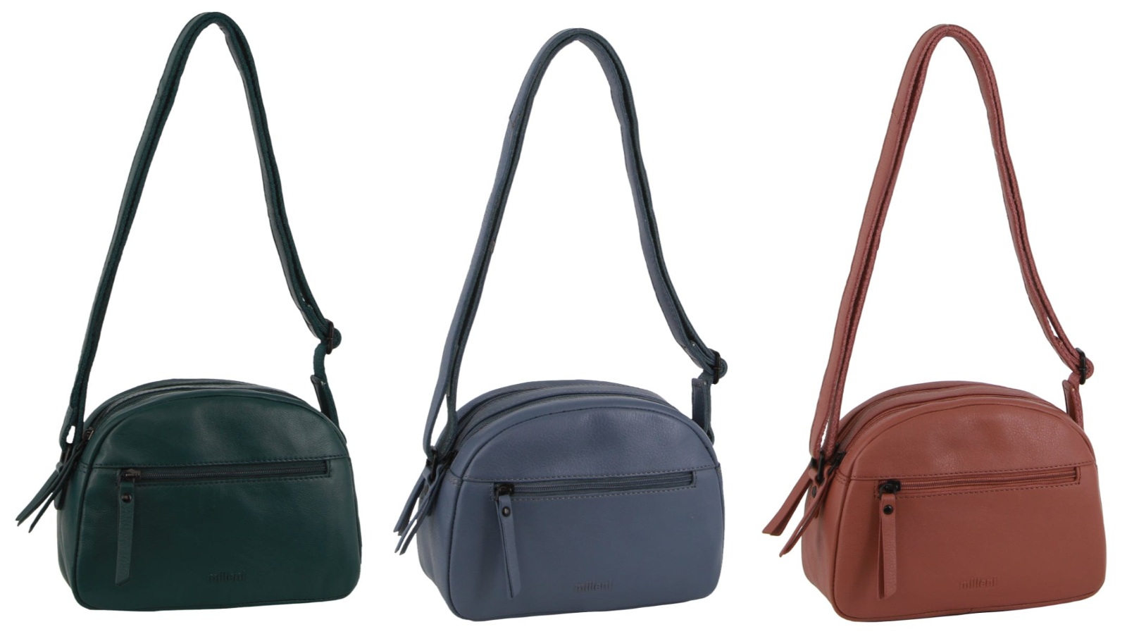 Milleni Ladies Leather Multi-Zip Cross-Body Bag