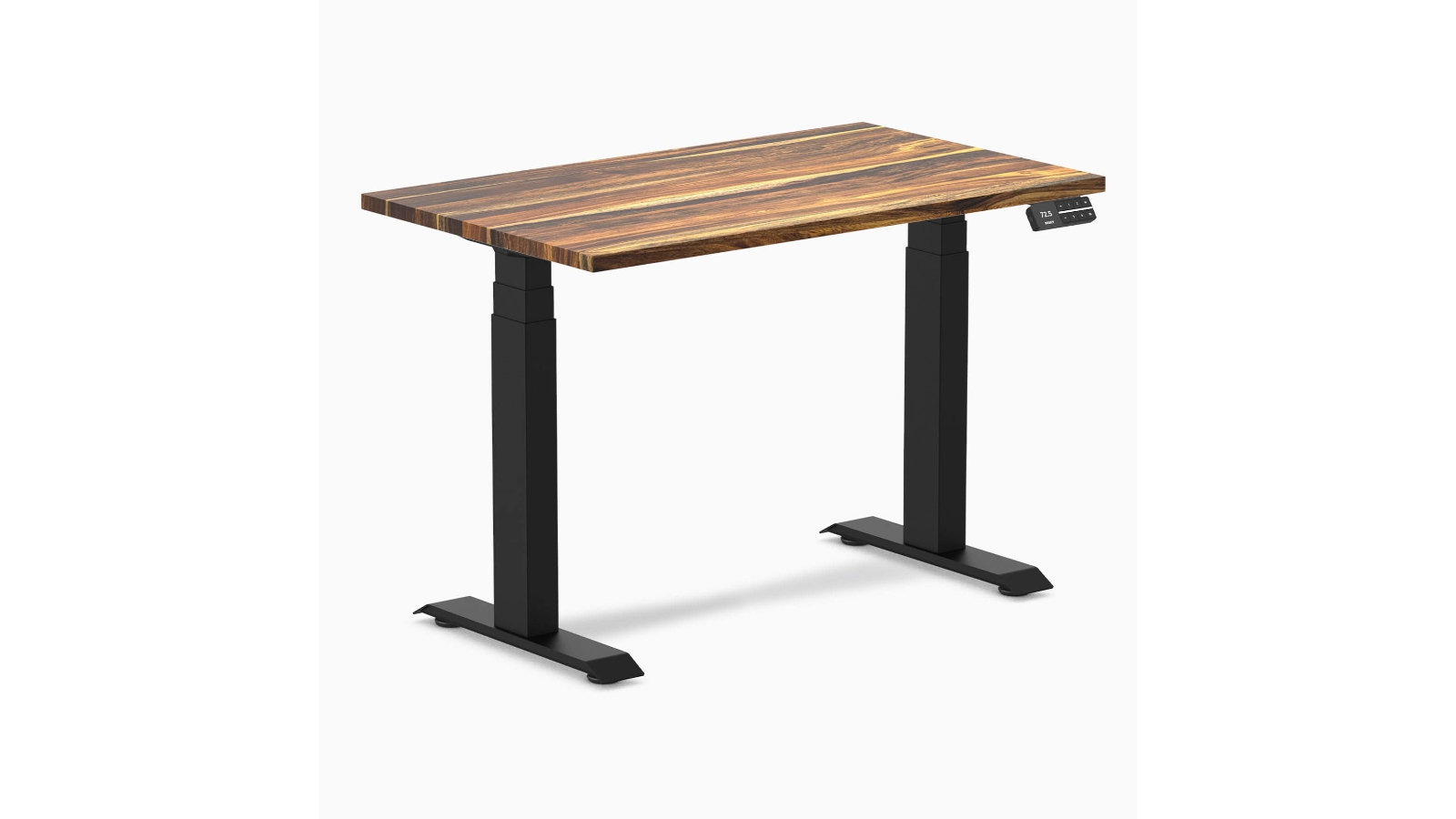 Desky 100 x 60cm Pheasantwood Dual Mini Hardwood Sit Stand Desk - Matte Black