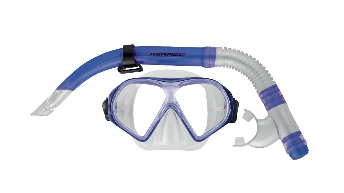 Mirage Freedom Premium Adult Silicone Snorkel and Mask Set - Dark Blue