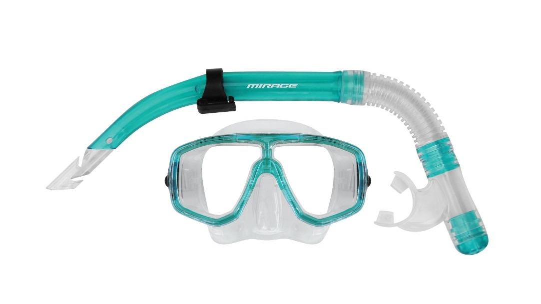 Mirage Cruise Premium Adult Silicone Snorkel and Mask Set - Green
