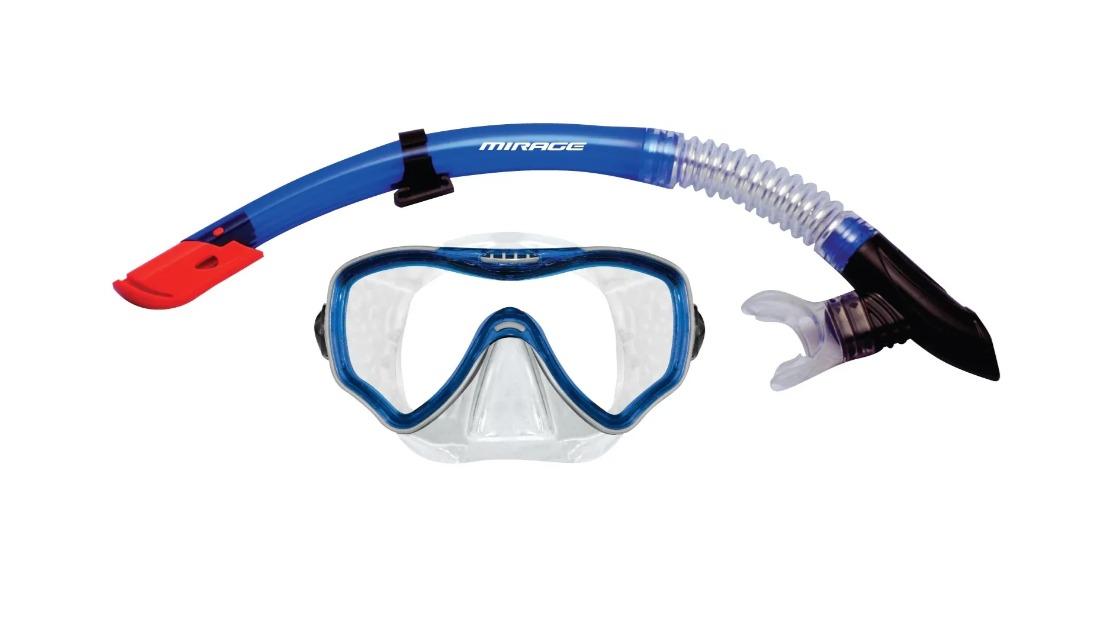Mirage Crystal Silicone Adult Mask and Snorkel Set - Blue