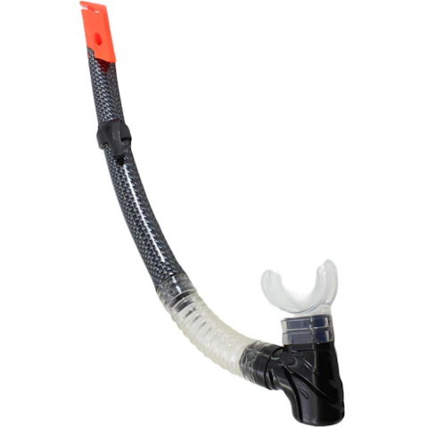 Action Bike & Ski Adult Carbon Fibre Look Silicone Snorkel with Enclosed Purge