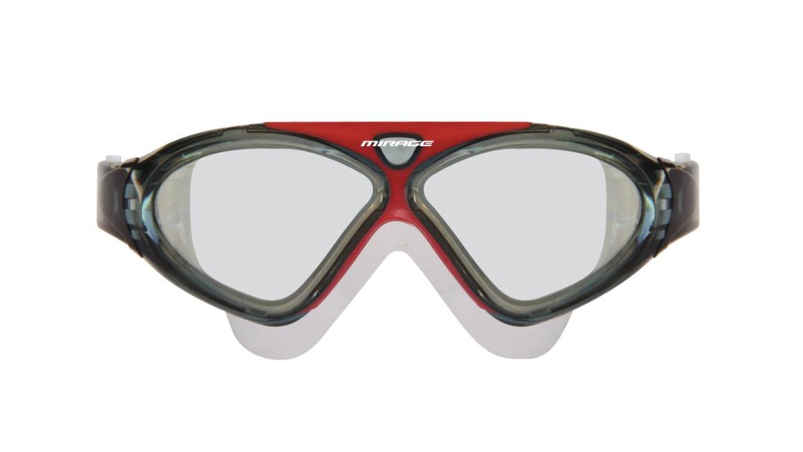 Mirage Lethal Adult Oversize Swimming Goggles with Silicone Earplug - Red