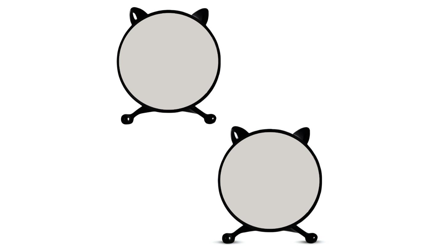 SOGA 2 Piece Black Round Smart Bedroom Mirror Table with Cat Ear Style No LED Light