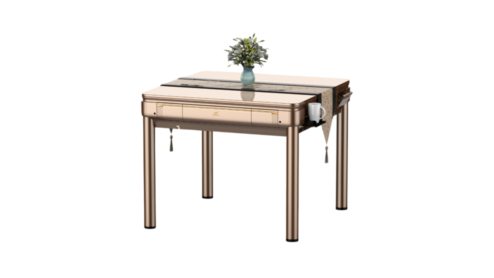 TopOne Sports Automatic Mahjong Table with 2 Tile Sets - Champagne