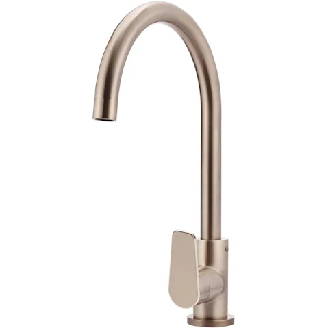 Meir Paddle Round Gooseneck Kitchen Mixer Tap - Champagne
