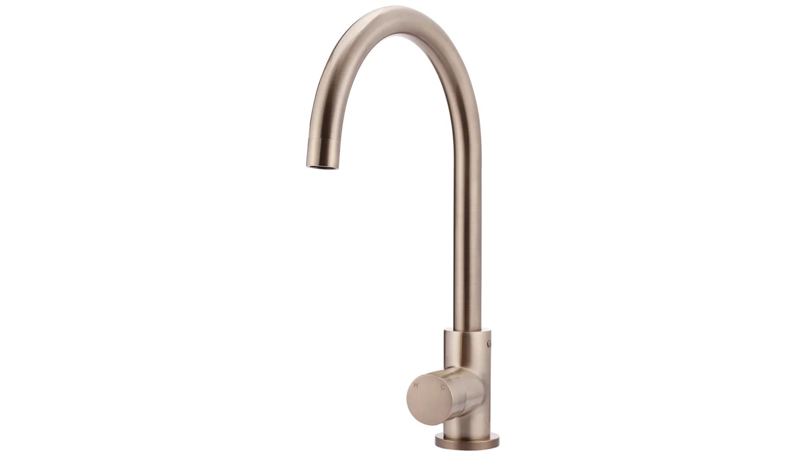 Meir Pinless Round Gooseneck Kitchen Mixer Tap - Champagne