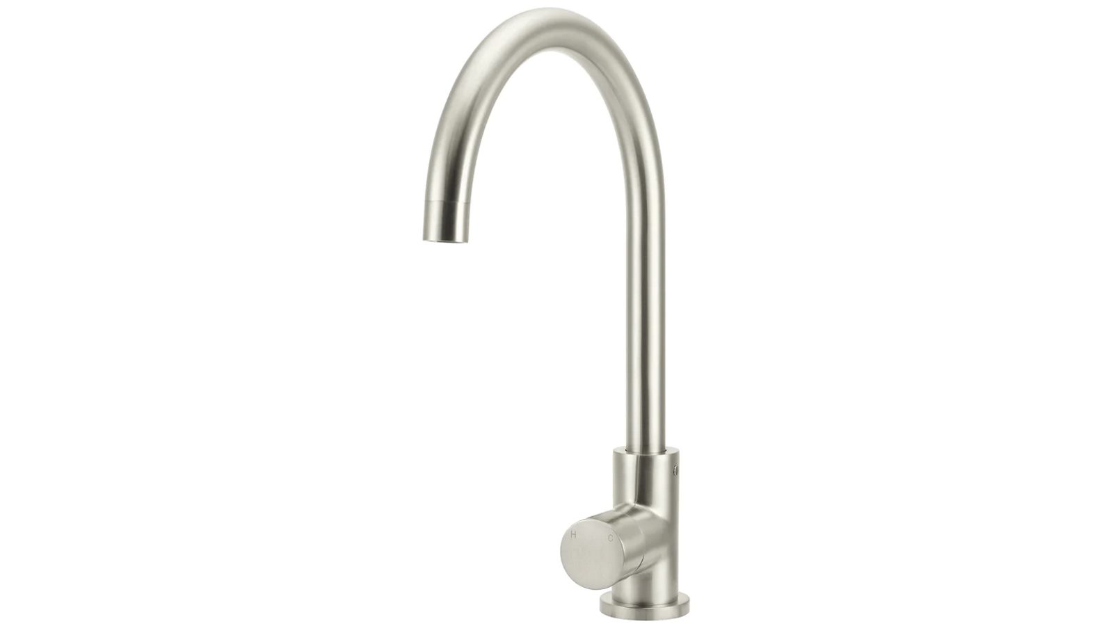 Meir Pinless Round Gooseneck Kitchen Mixer Tap - Brushed Nickel