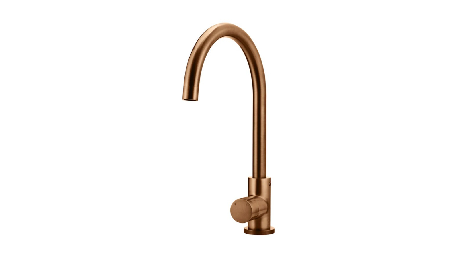 Meir Round Gooseneck Kitch Mixer Tap with Pinless Handle - Lustre Bronze