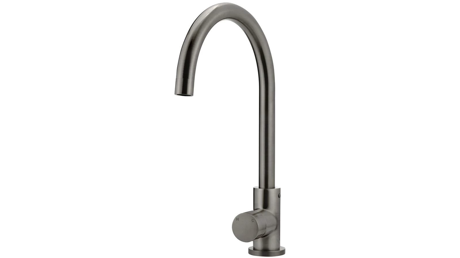 Meir Pinless Round Gooseneck Kitchen Mixer Tap - Shadow