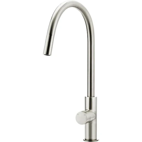 Meir Round Pinless Piccola Pull Out Kitchen Mixer Tap - Brushed Nickel