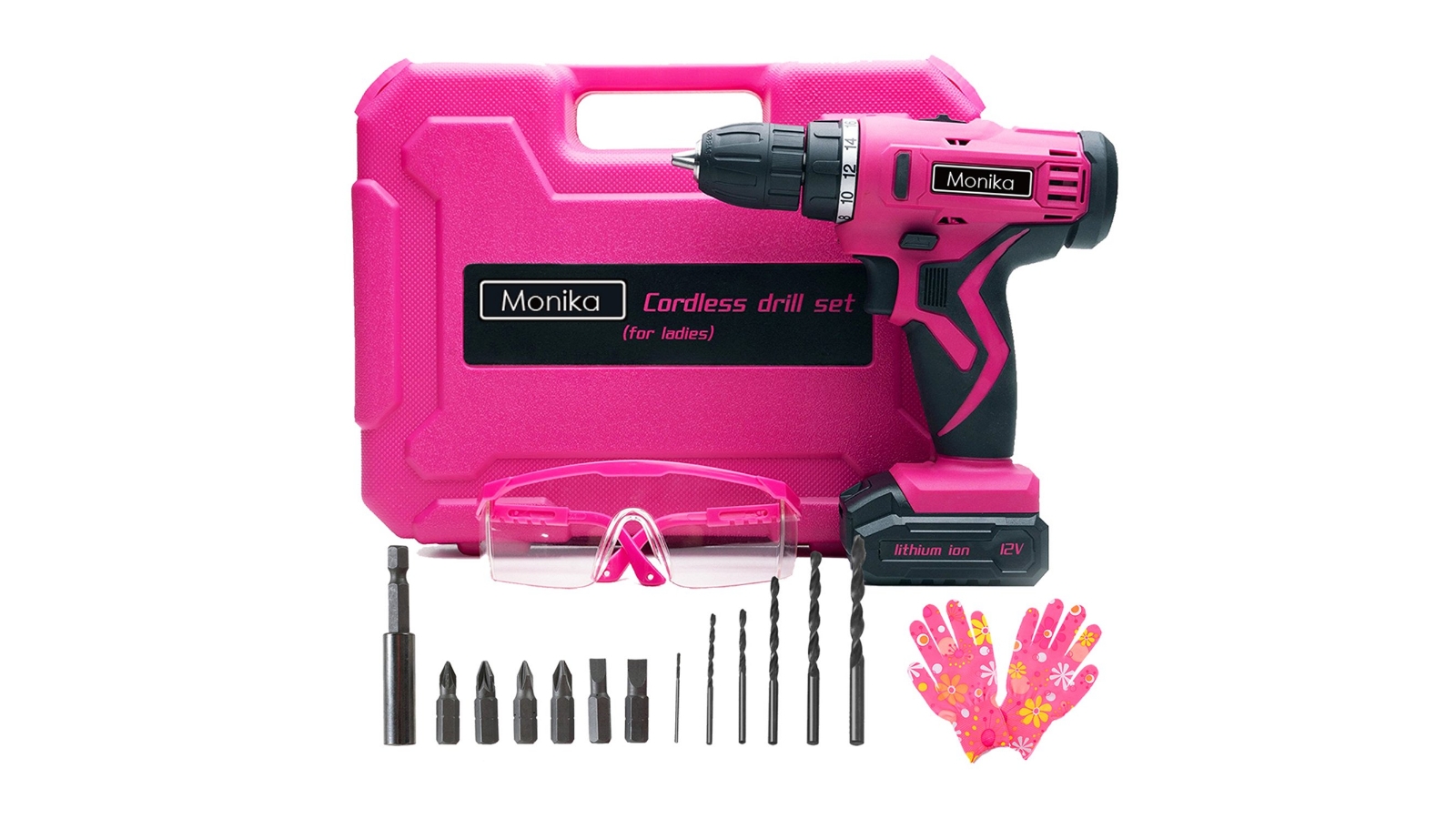 Monika 12V Pink Lithium Cordless Drill