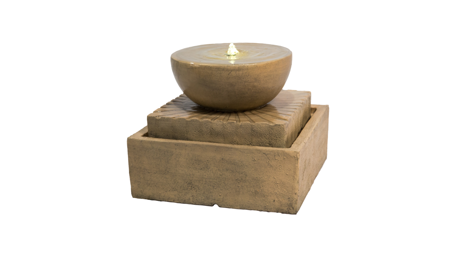 Teamson Home 40.5cm 2-Tier Geometric LED Outdoor Water Fountain Stone - Natural