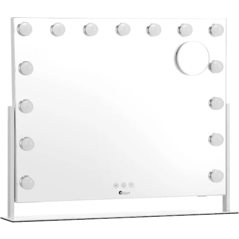 Oikiture Hollywood Vanity Makeup Mirrors LED Lights Bluetooth Rotation 62 x 50cm