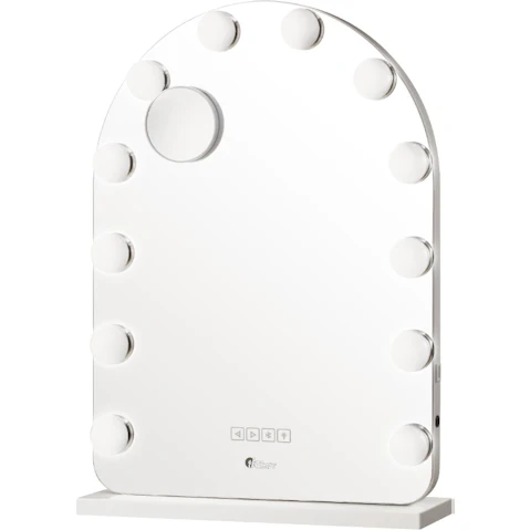 Oikiture LED Arched Makeup Mirror Bluetooth Hollywood Vanity Wall Mirror