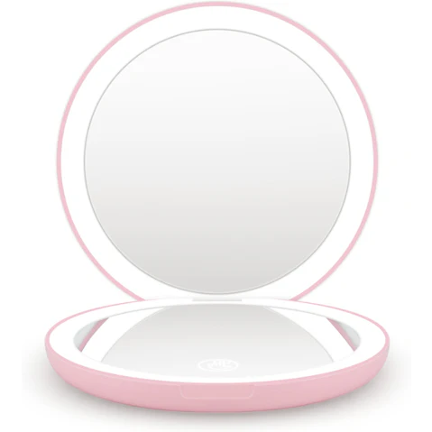 Embellir Round Pocket-Sized LED Compact Travel Makeup Mirror - Pink