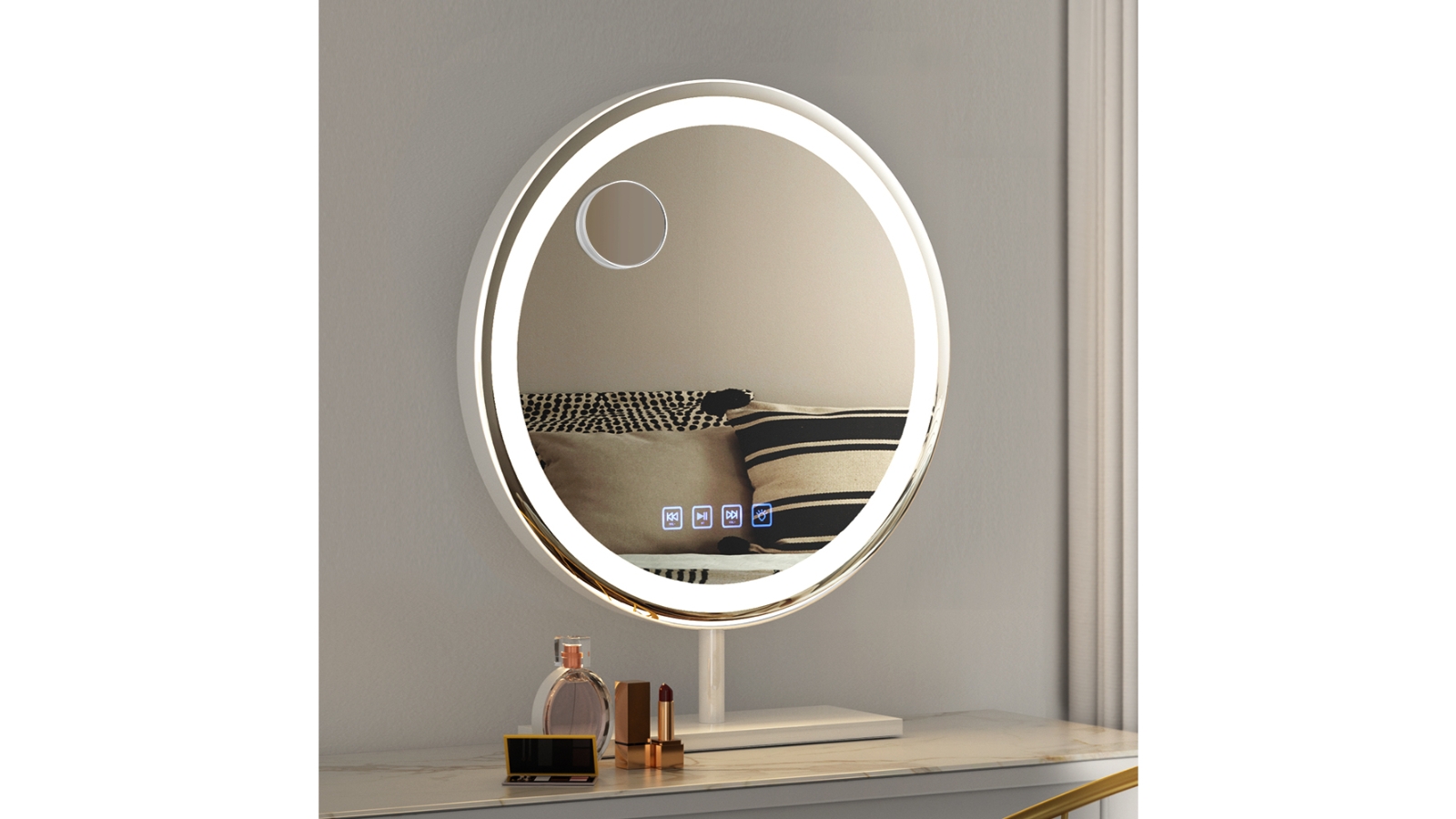 Embellir Makeup Mirror 40x40cm Hollywood Vanity Round | Harvey Norman