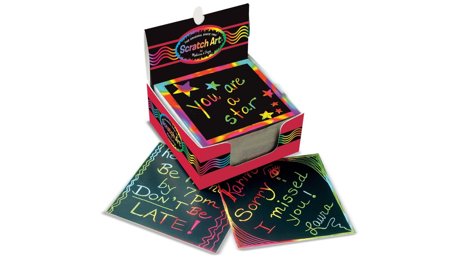 Melissa and Doug Rainbow Mini Scratch Art Notes Box | Harvey Norman