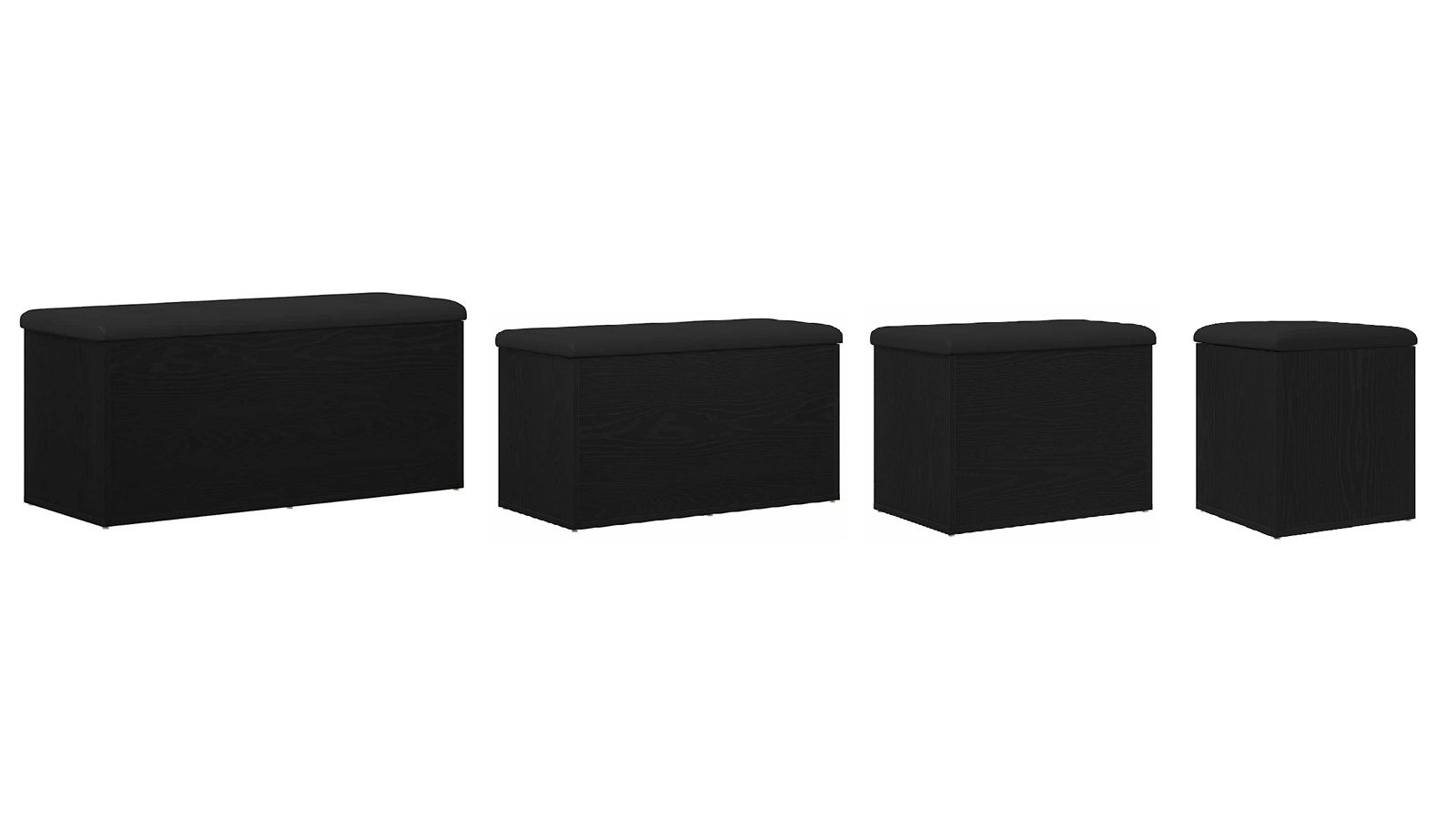vidaXL Black Oak Engineered Wood Storage Bench