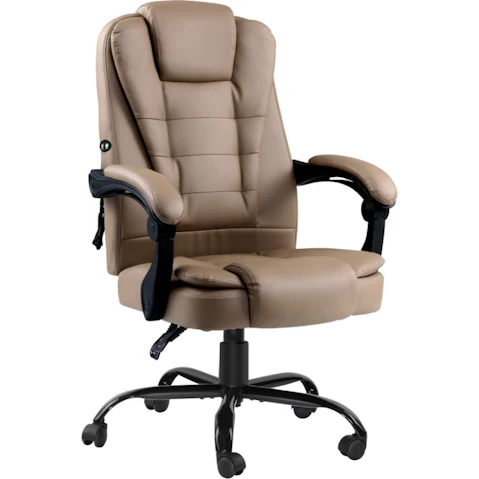 Artiss PU Leather Recliner Executive Massage Computer Office Chair - Brown