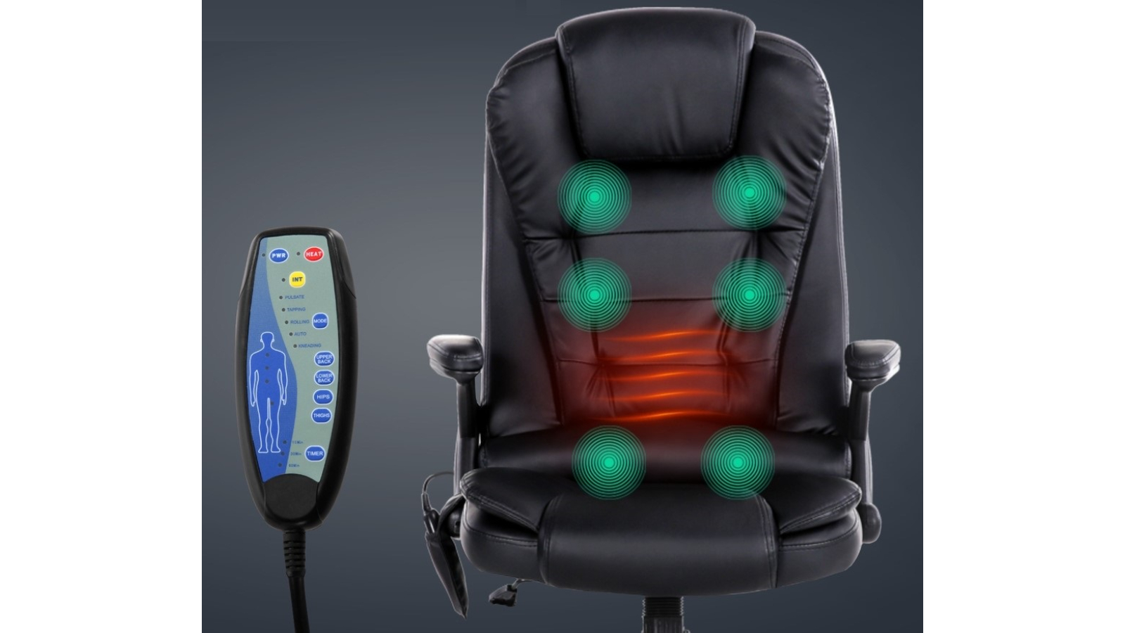 Artiss Black PU Leather Massage Office Chair | Harvey Norman