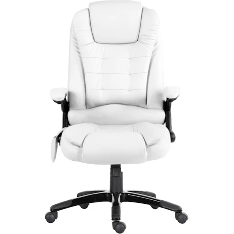 Artiss PU Leather Recliner Executive 8-Point Massage Office Chair - White