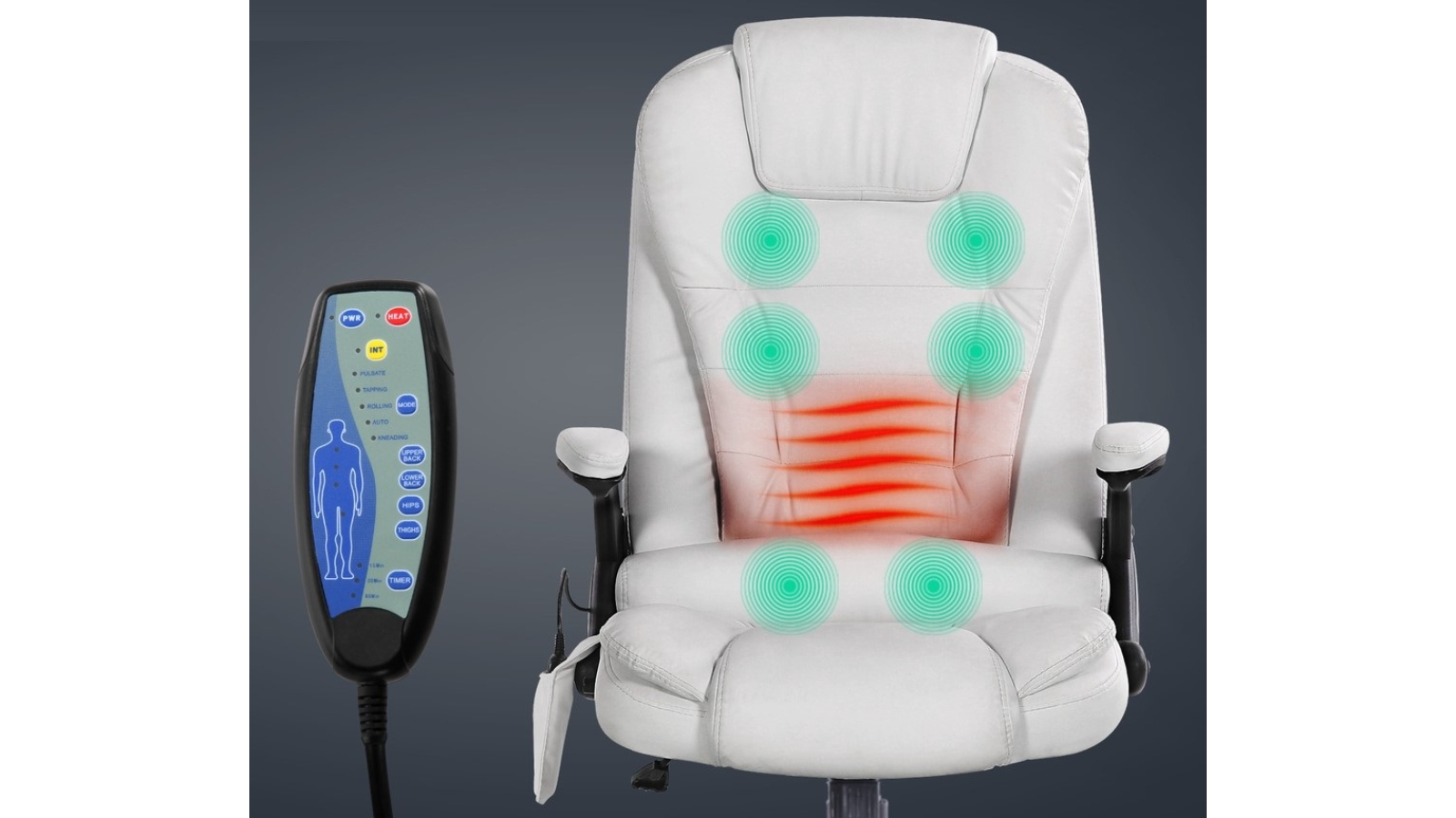 Artiss White PU Leather Massage Office Chair | Harvey Norman