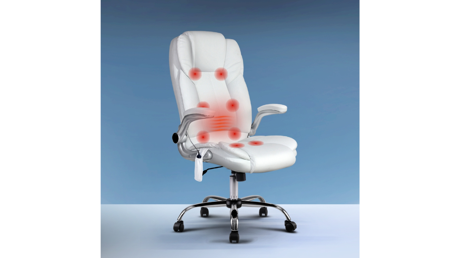 Artiss White PU Leather Executive Massage Office Chair | Harvey Norman