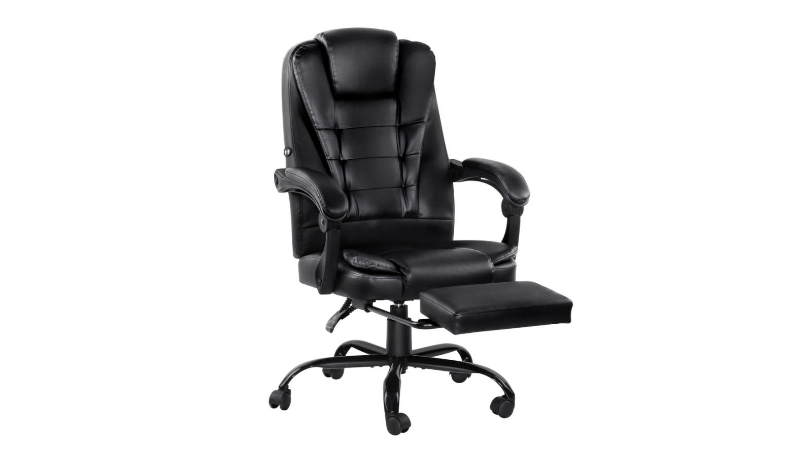 Artiss Leather Recliner Executive Massage Footrest Coumputer Office Chair - Black