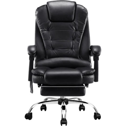 Artiss PU Executive Massage Footrest Recliner Office Chair - Black
