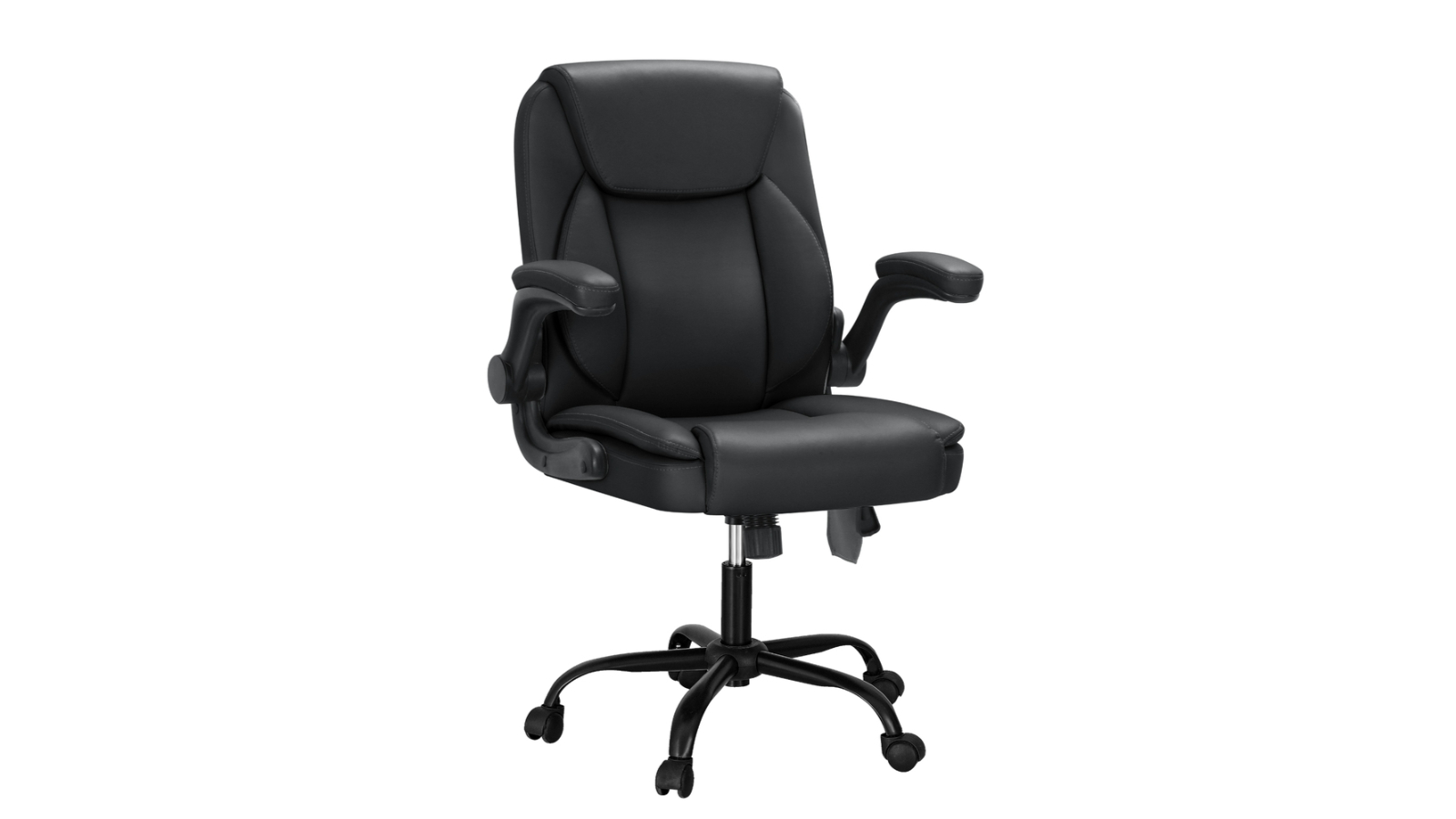 Artiss Mid-Back Leather Executive Massage Office Chair with Flip-up Armrest - Black