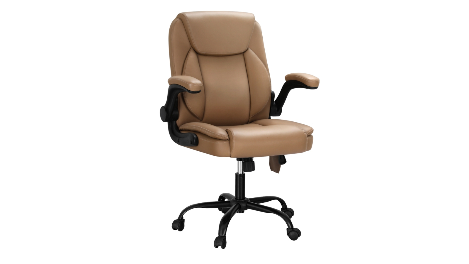 Artiss 2 Point Massage Office Chair Leather Mid Back Brown | Harvey Norman