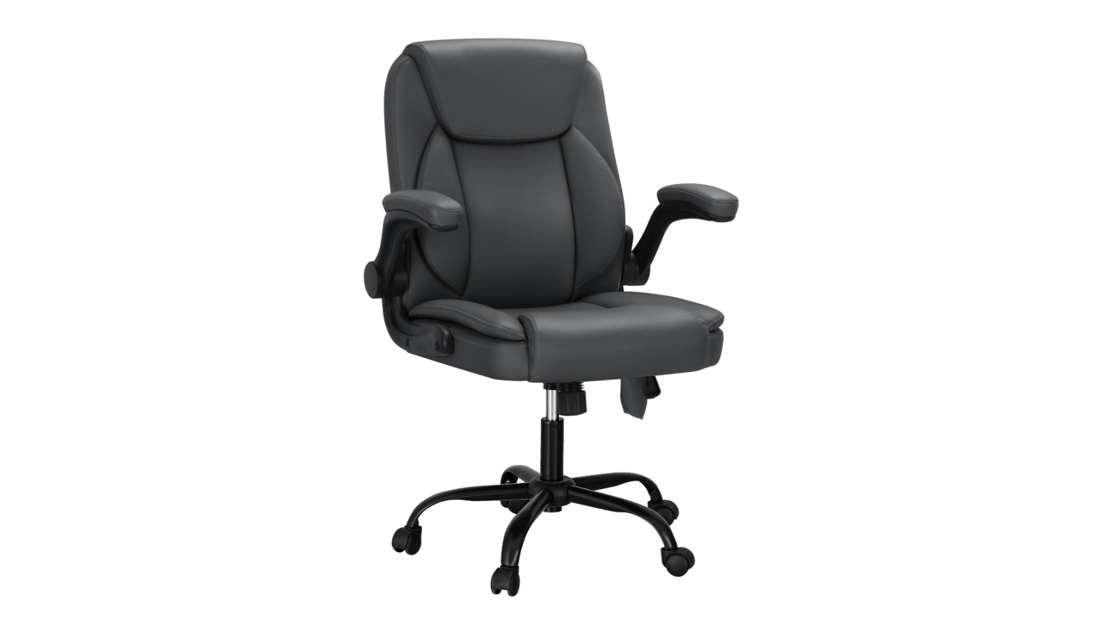 Artiss Mid-Back Leather Executive Massage Office Chair with Flip-up Armrest - Grey