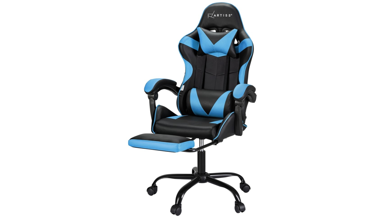 Artiss 2-Point Footrest Massage Gaming Office Chair - Cyan Blue
