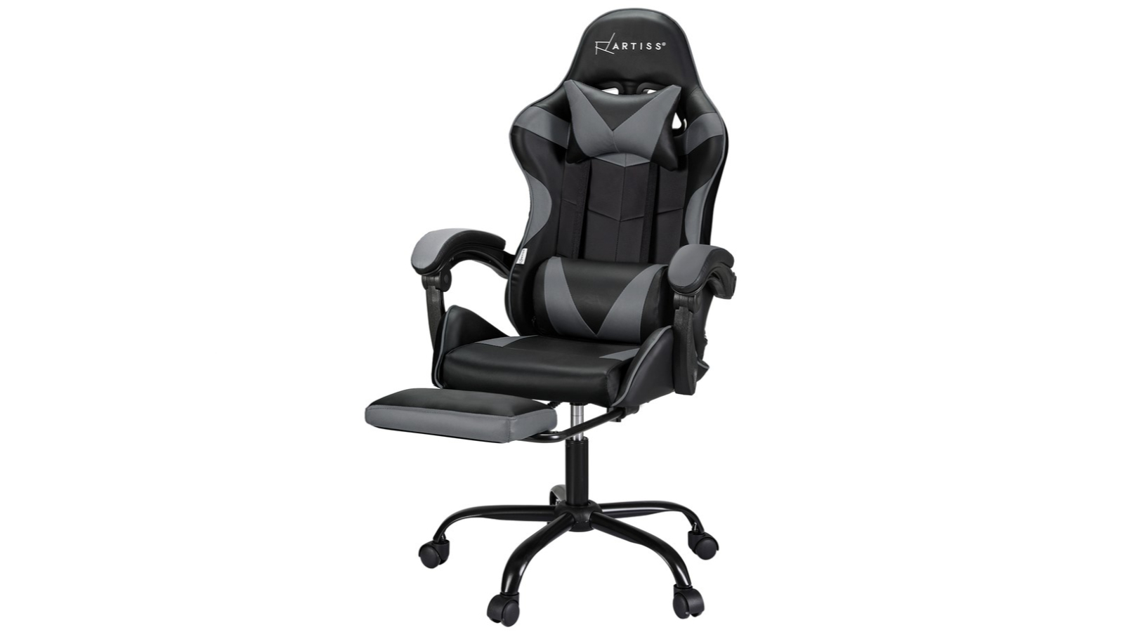 Artiss 2-Point Footrest Massage Gaming Office Chair - Grey