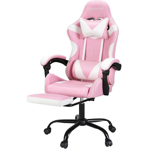 Artiss 2-Point Footrest Massage Gaming Office Chair - Pink