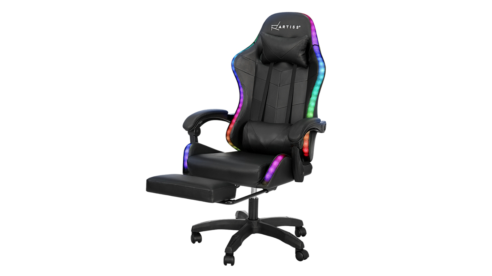 Artiss Point LED Massage Gaming Office Chair Black Harvey