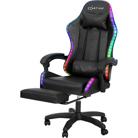 Artiss 6 Point 7 LED Massage Gaming Office Chair - Black