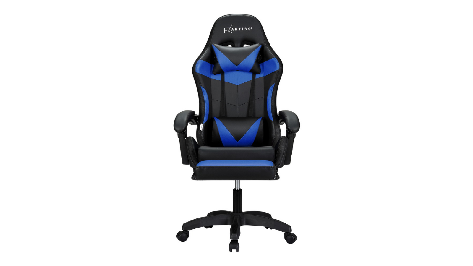 Artiss 6 Point Massager 7 LED Footrest Gaming Office Chair - Blue