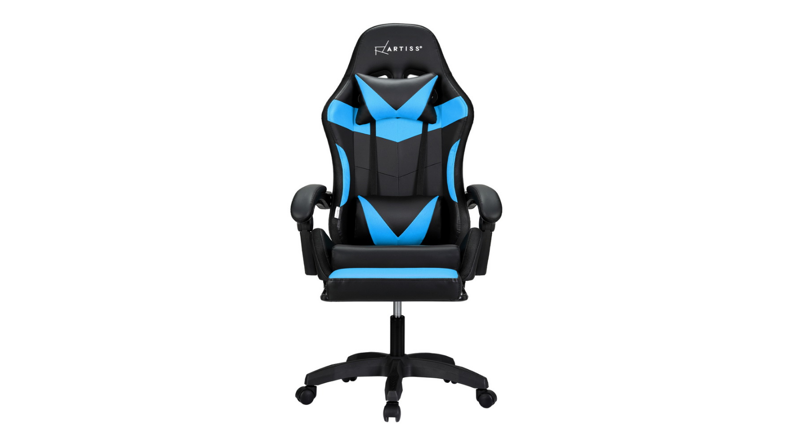 Artiss 6 Point Massager 7 LED Footrest Gaming Office Chair - Cyan