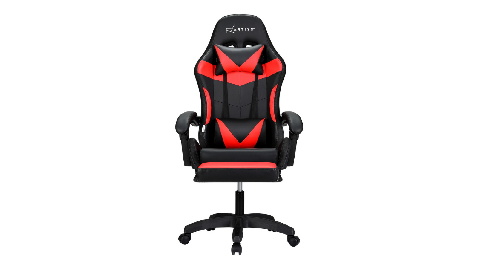 Artiss 6 Point Massager 7 LED Footrest Gaming Office Chair - Red