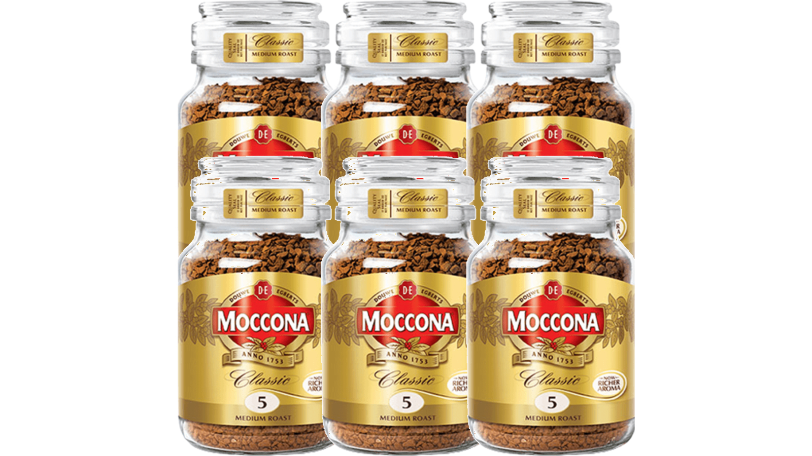 Moccona Jar of 6 Classic Medium Roast Instant Coffee - 200g